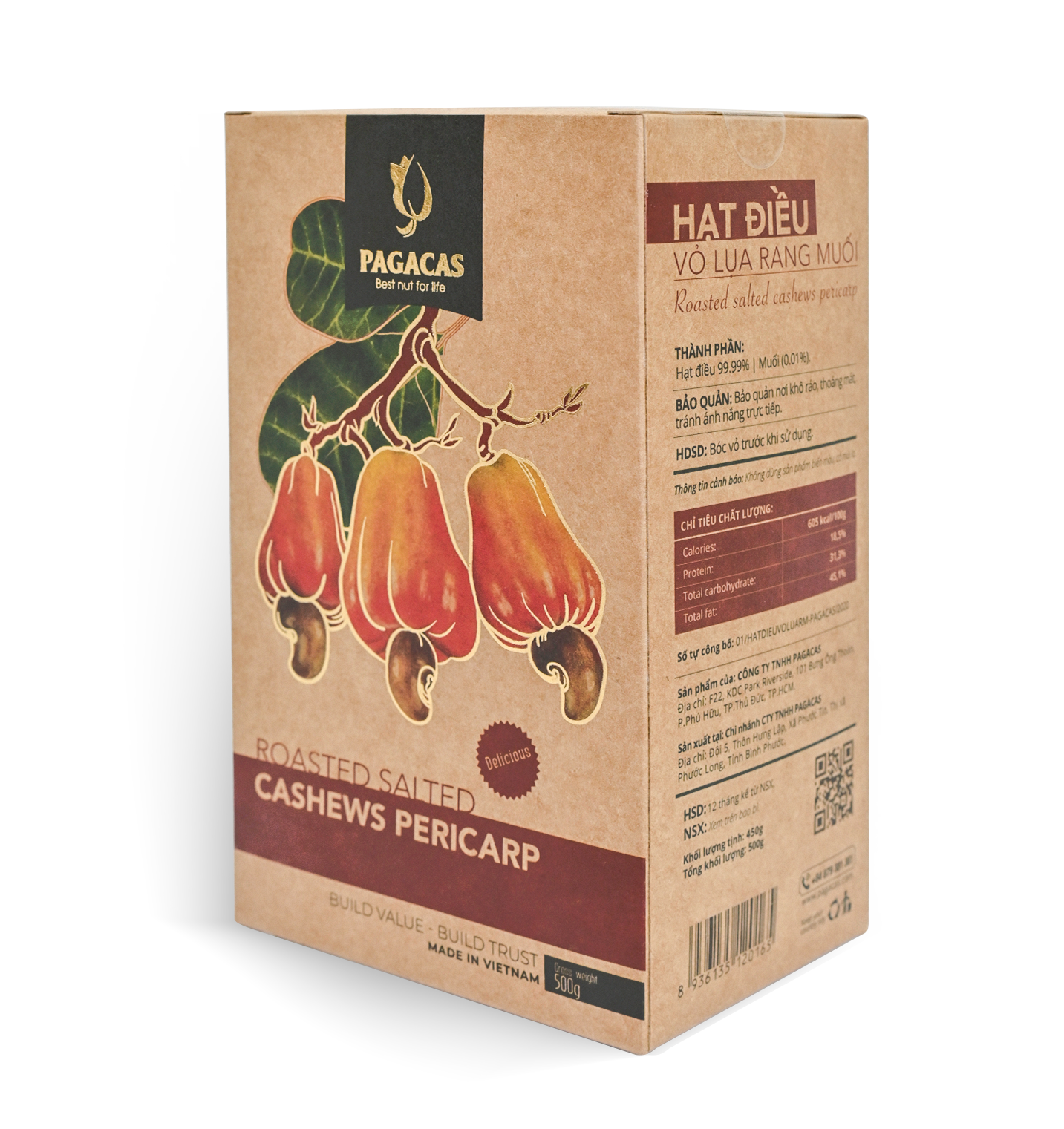 Pagacas salted roasted cashews (Shelled) – Paper box 500g